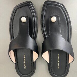 Stuart Weitzman Pearl Embellished Thong Sandal Size 9